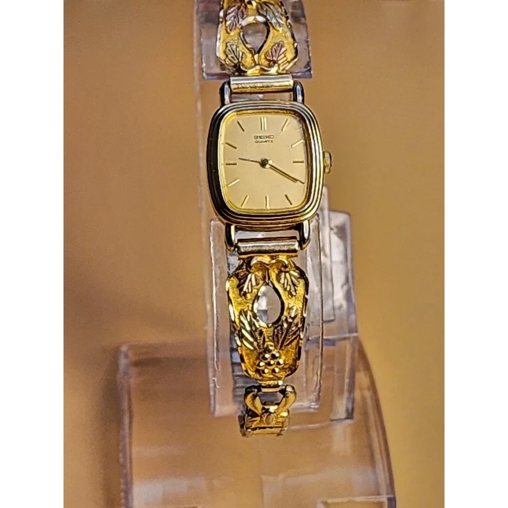 Vintage SEIKO Watch‎ STAMPER Signed 10k Black Hills Gold Women's 10K Yellow Gold